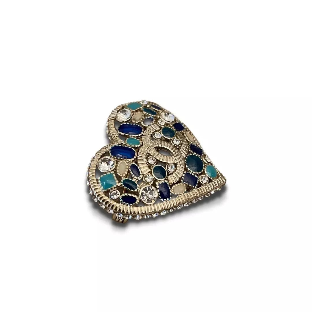 CHANEL BLUE HEART BROOCH