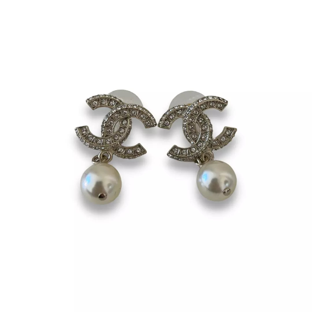 Chanel CC Pearl Crystal Earrings
