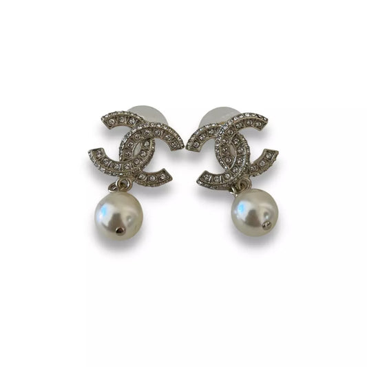 CHANEL CC PEARL CRYSTAL EARRINGS