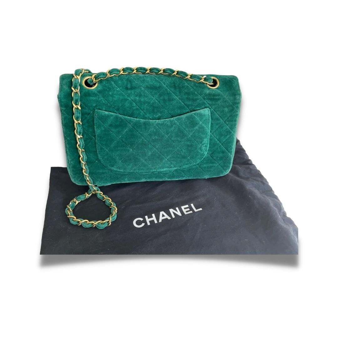 CHANEL GREEN VELVET TIMELESS VELOURS BAG