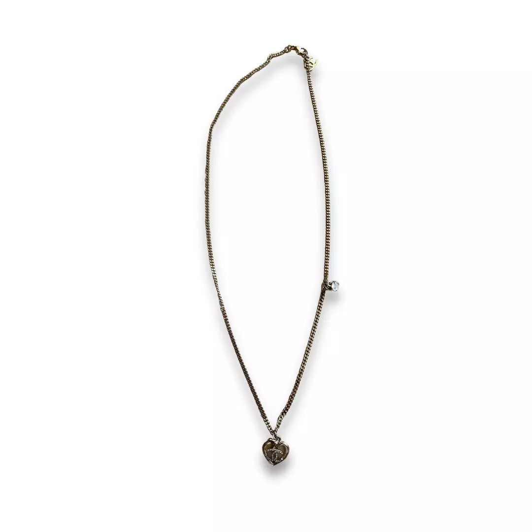 CHANEL CC HEART CRYSTAL NECKLACE