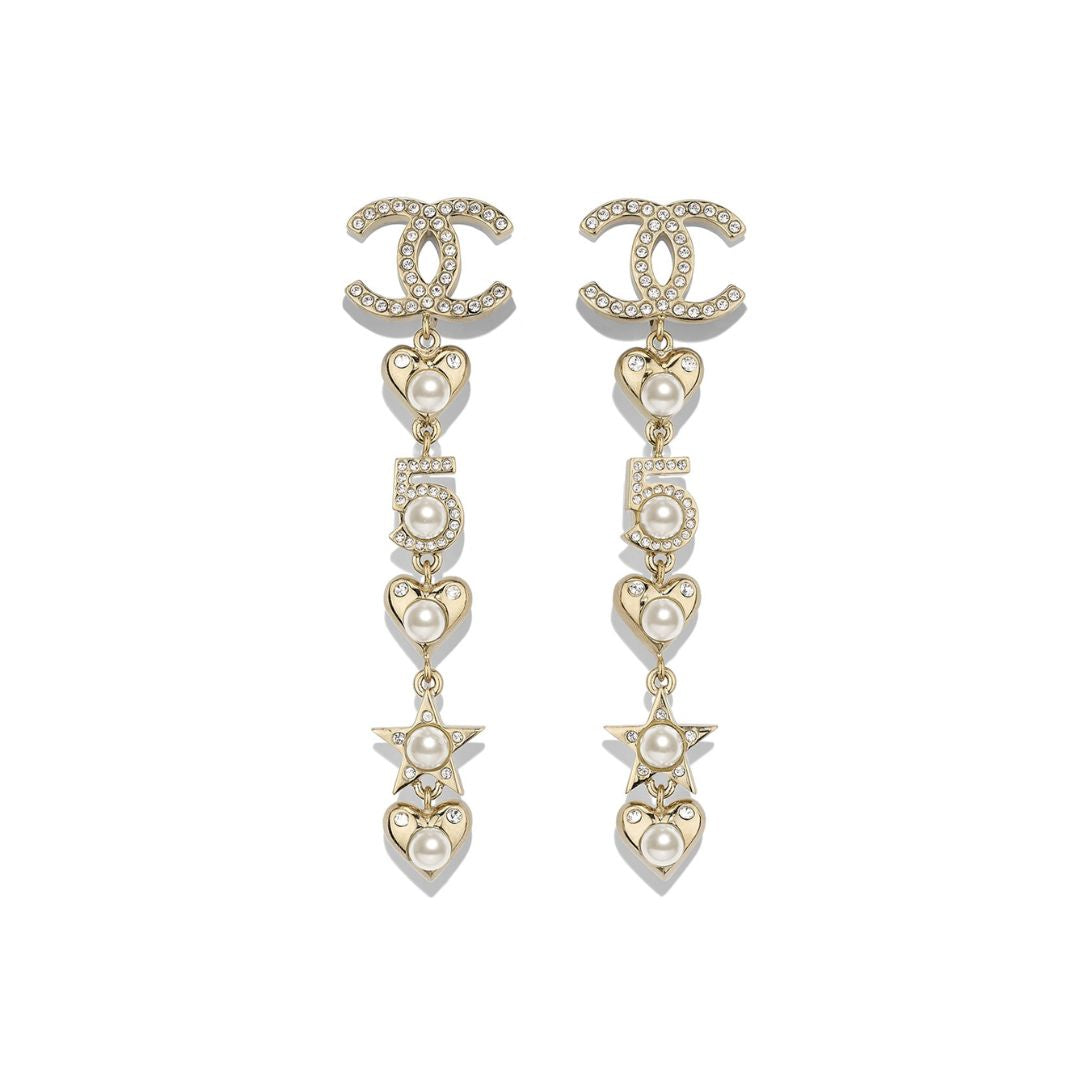 CHANEL STAR AND HEART CC DANGLE EARRINGS