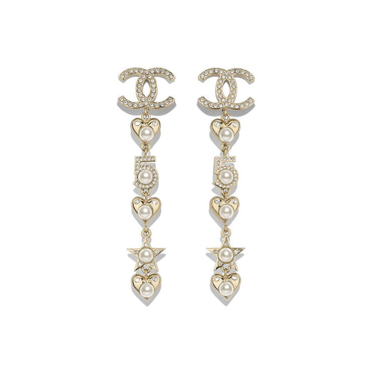 CHANEL STAR AND HEART CC DANGLE EARRINGS