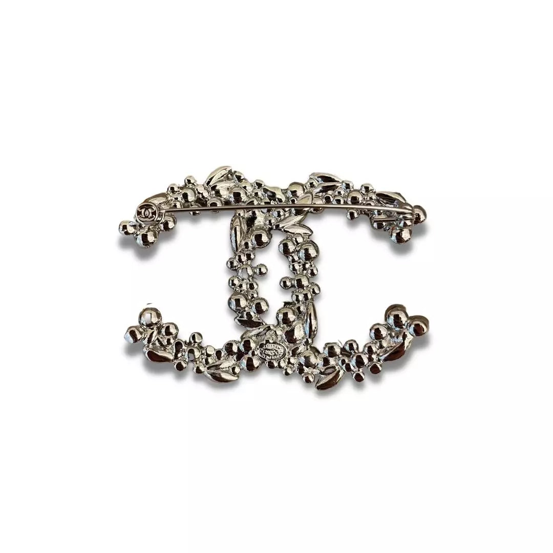 CHANEL PEARL CRYSTAL FLOWER CC BROOCH