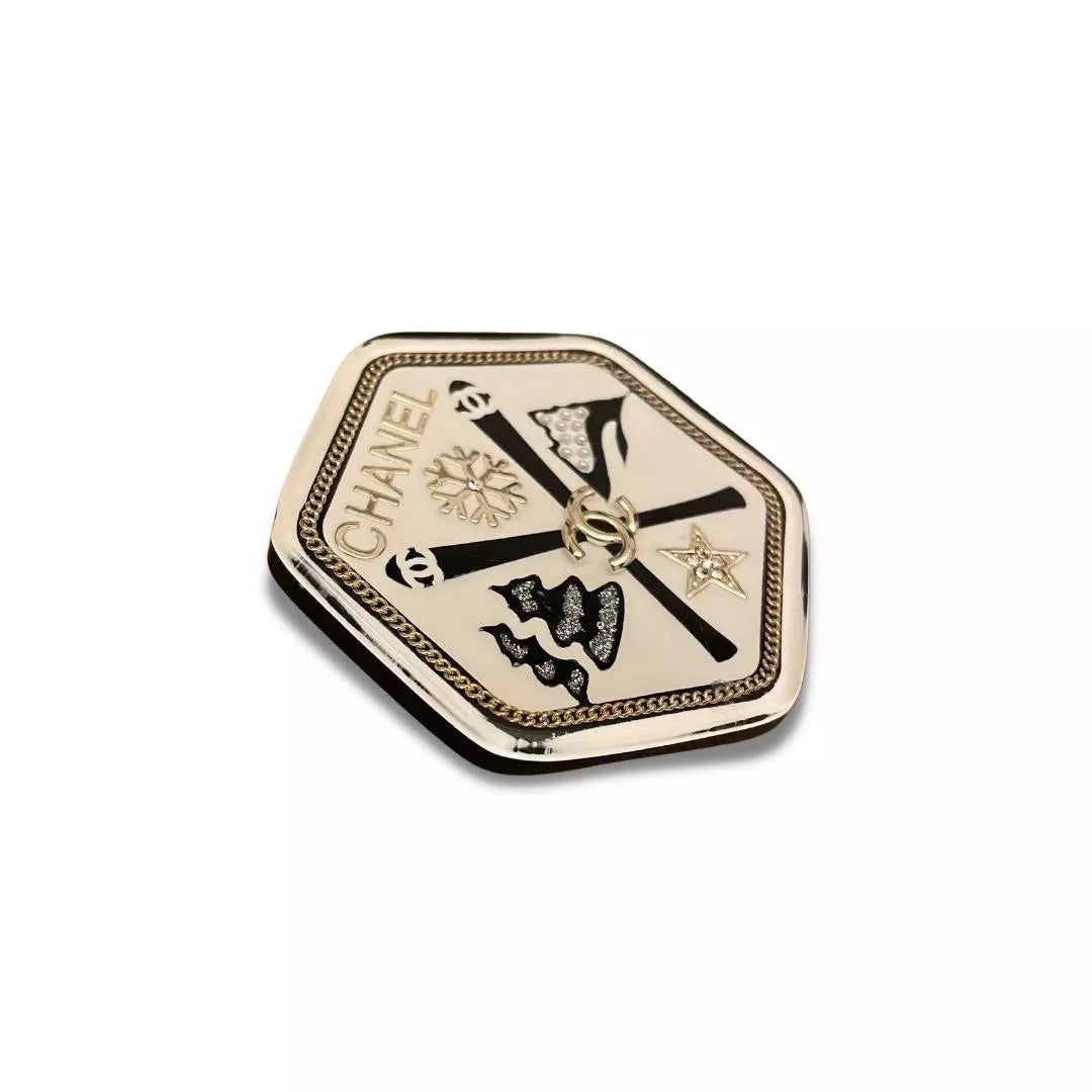 CHANEL WHITE COCO NEIGE BROOCH