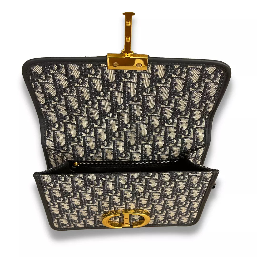 Dior Blue Oblique Jacquard 30 Montaigne Bag