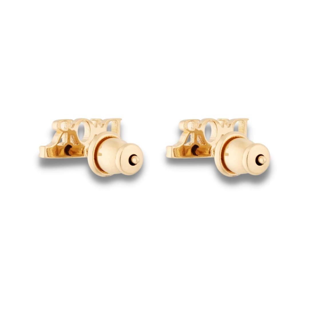 DIOR GOLD FINISH METAL DIO(R)EVOLUTION WHITE CRYSTALS EARRINGS