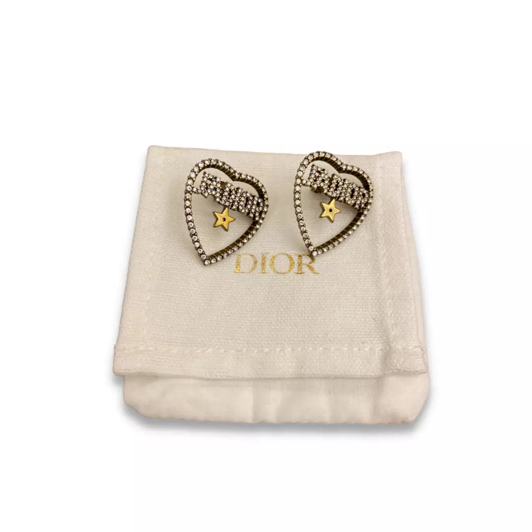 DIOR J'ADIOR CRYSTAL HEART EARRINGS