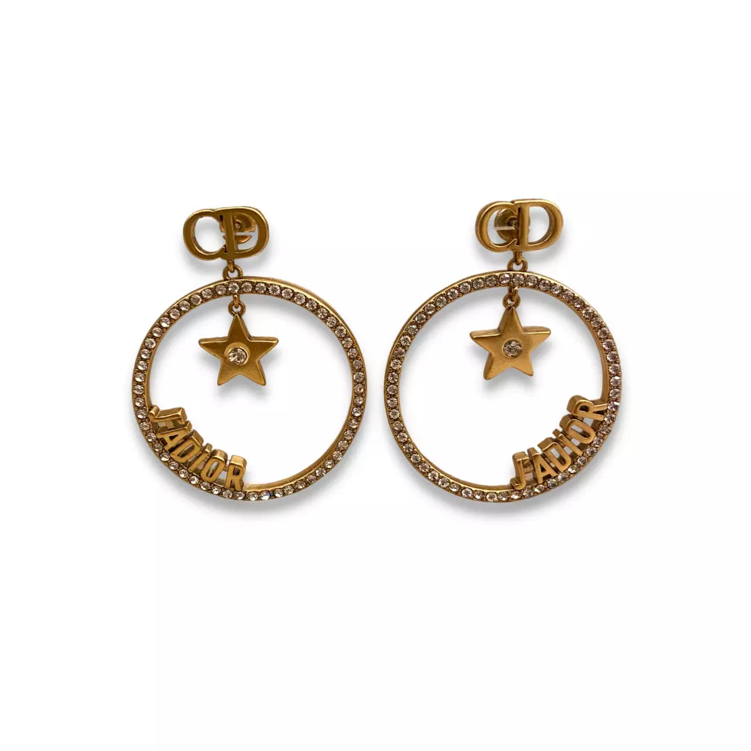 DIOR J'ADIOR CRYSTAL DROP CIRCLE EARRINGS