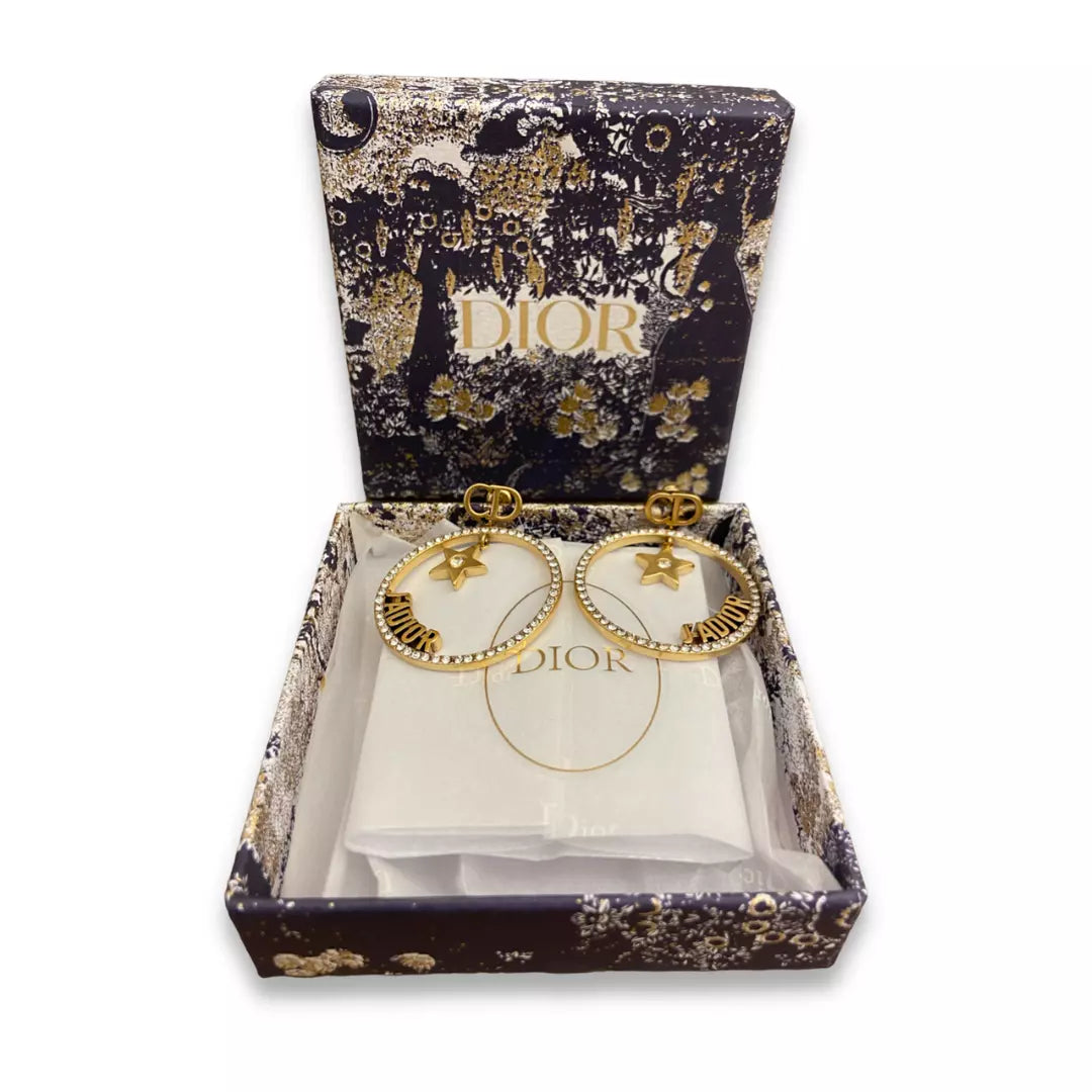 DIOR J'ADIOR CRYSTAL DROP CIRCLE EARRINGS