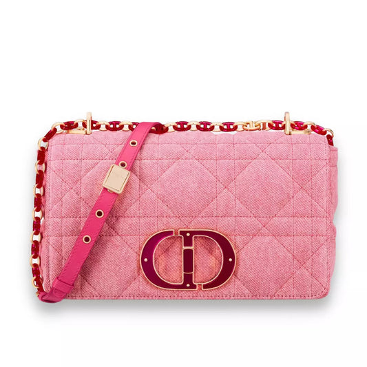 BOLSO DIOR PINK MACROCANNAGE DE DENIM CARO