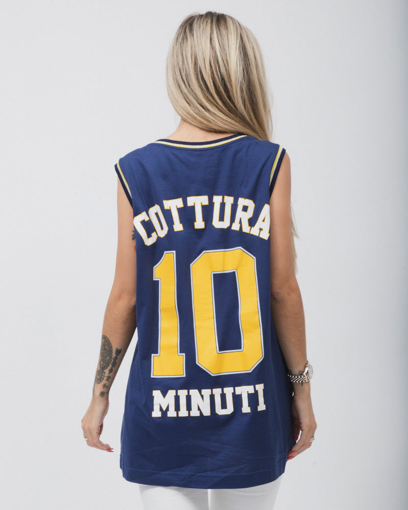 DOLCE & GABBANA BLUE COTTON PASTA TANK TOP