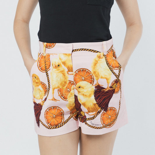 DOLCE & GABBANA PINK COTTON PLEATED SHORTS