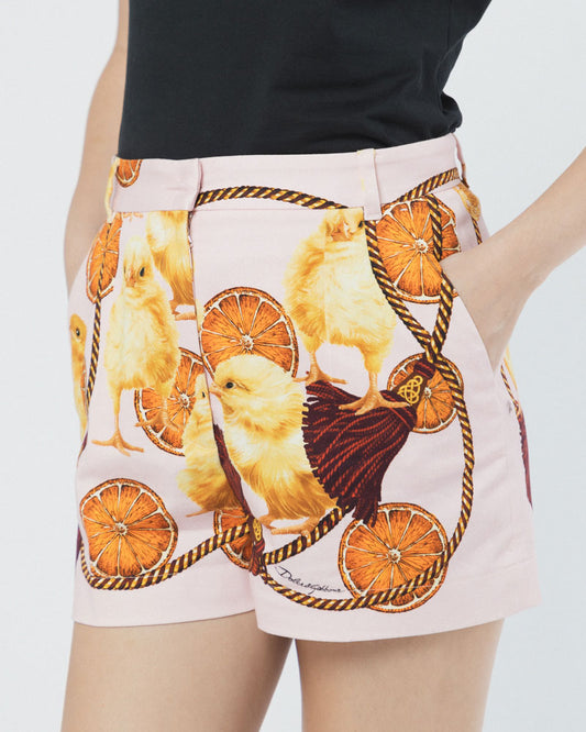 DOLCE & GABBANA PINK COTTON PLEATED SHORTS