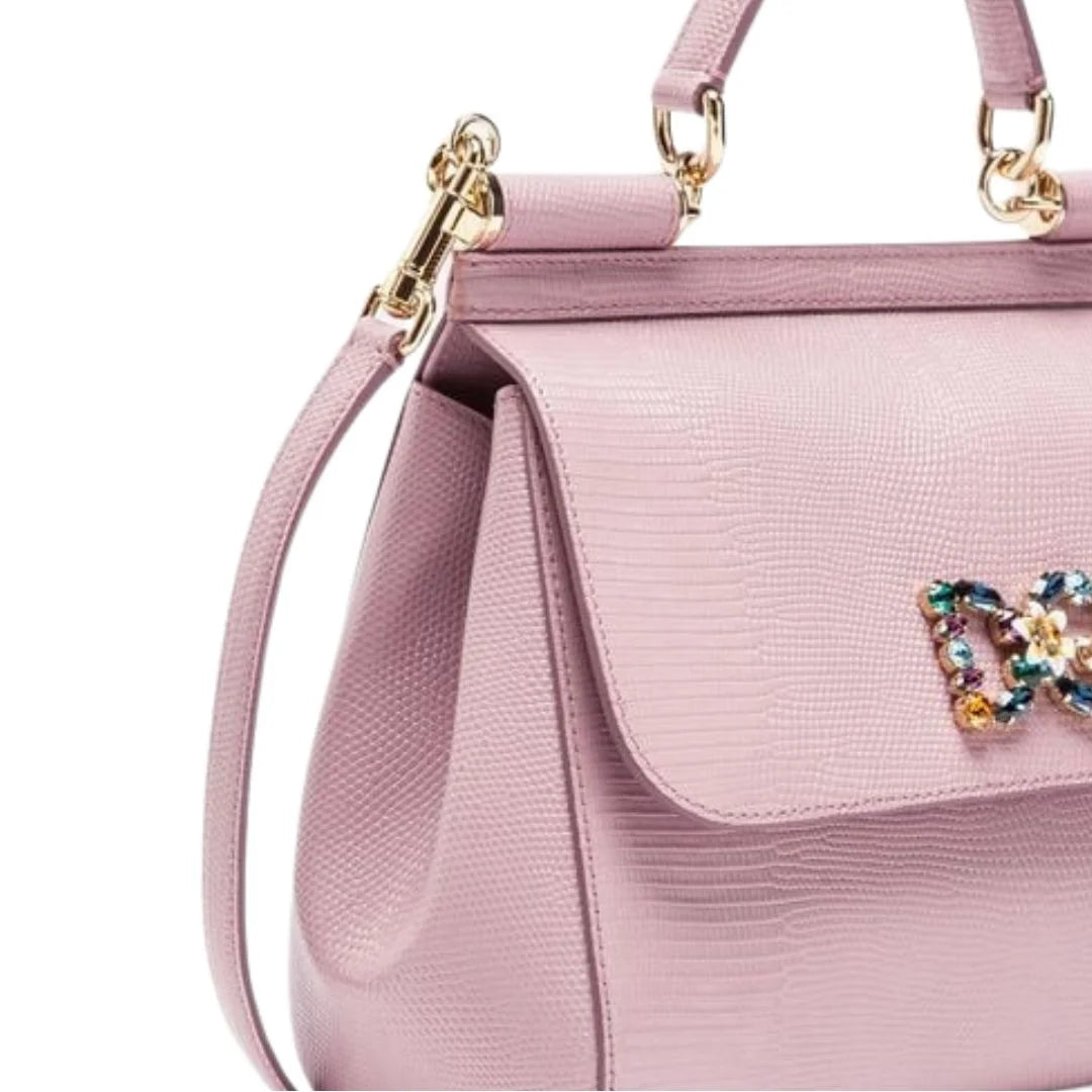 DOLCE & GABBANA PINK CRYSTAL SICILY BAG