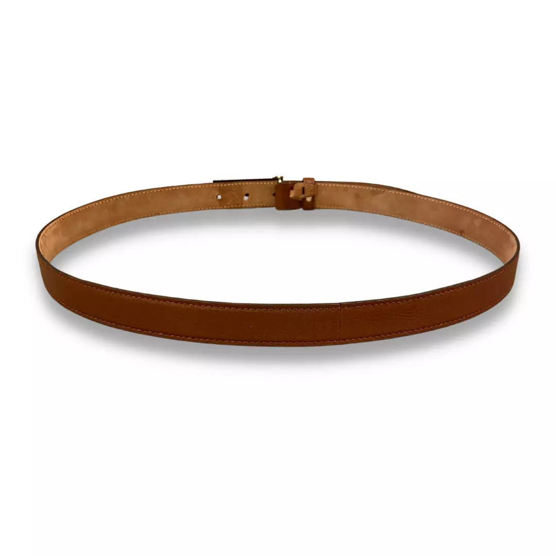 DOLCE & GABBANA BROWN LOGO PLAQUE BELT