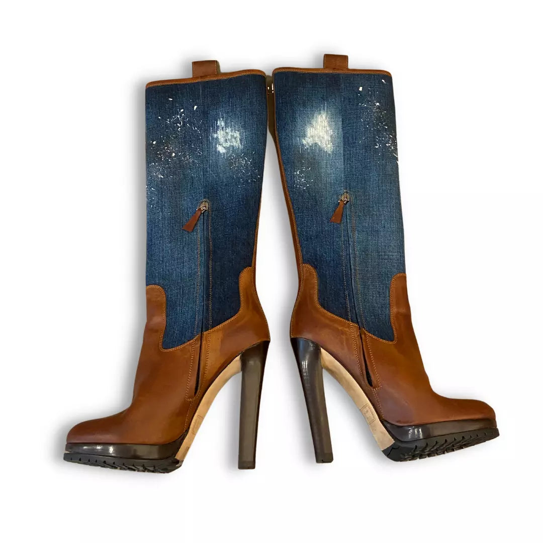 DSQUARED2 DENIM HIGH BOOTS