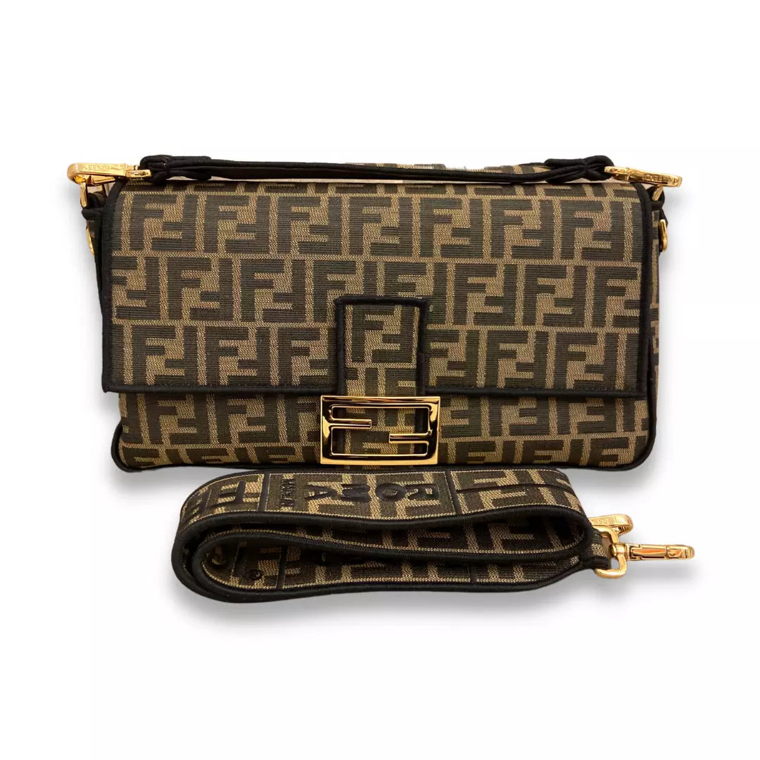 Fendi BROWN BAGUETTE FABRIC BAG