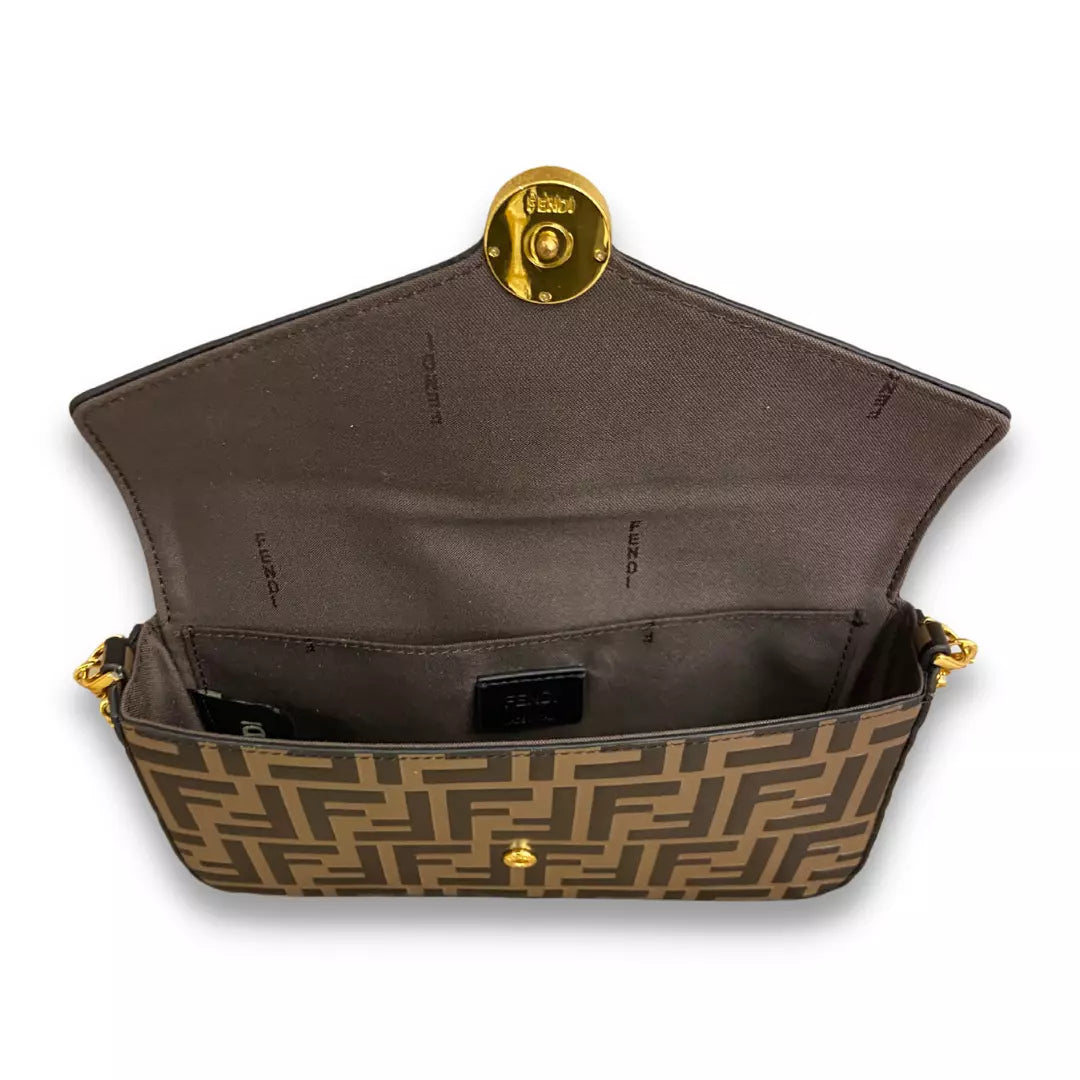 Fendi BROWN LEATHER WALLET ON CHAIN BAG