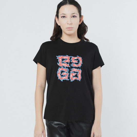 GIVENCHY BLACK COTTON GRAFFIC PRINT T-SHIRT