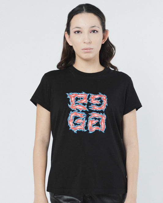 GIVENCHY BLACK COTTON GRAFFIC PRINT T-SHIRT