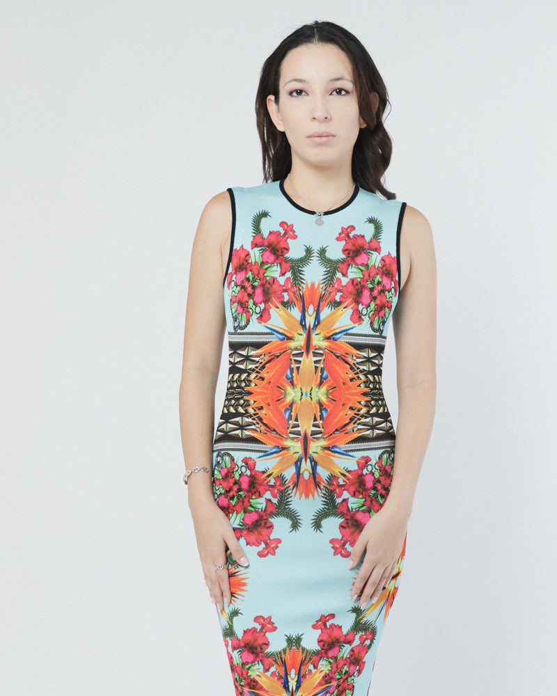 GIVENCHY BLUE TROPICAL PRINT DRESS