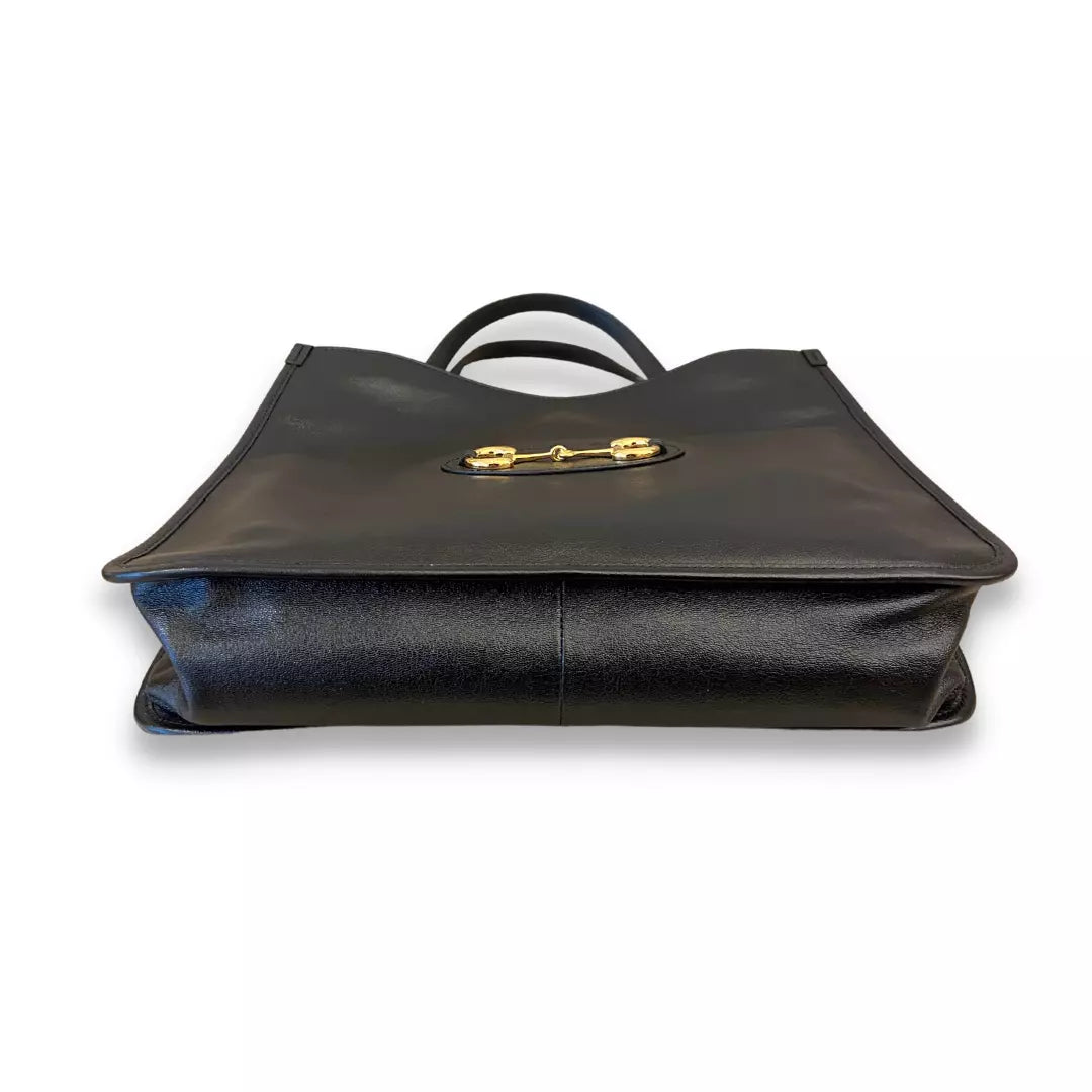 BOLSO TOTE GUCCI HORSEBIT GG DE PIEL NEGRA