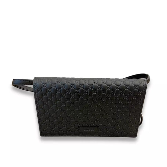 GUCCI BLACK LEATHER MICROGUCCISIMO BAG