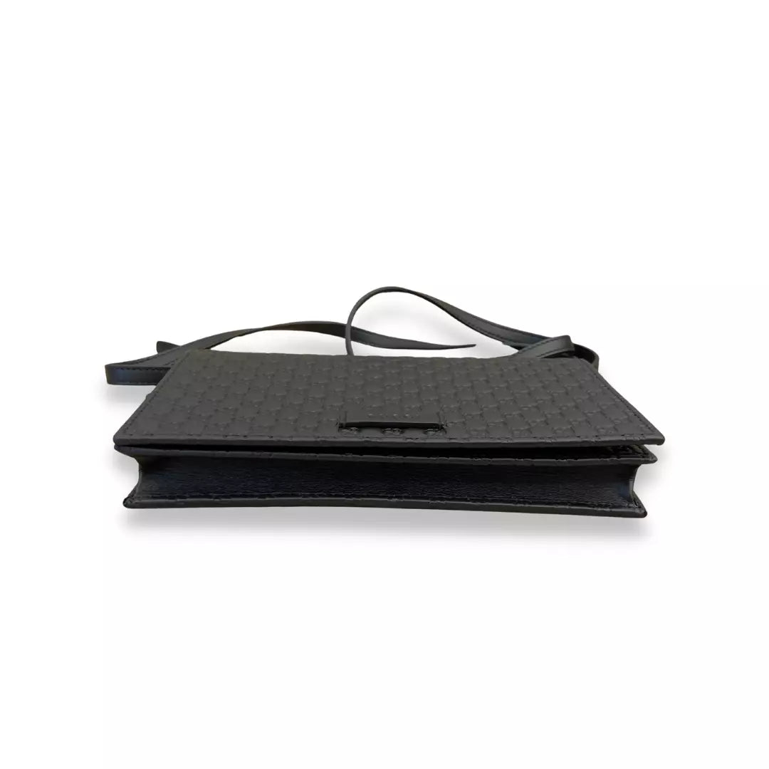 GUCCI BLACK LEATHER MICROGUCCISIMO BAG
