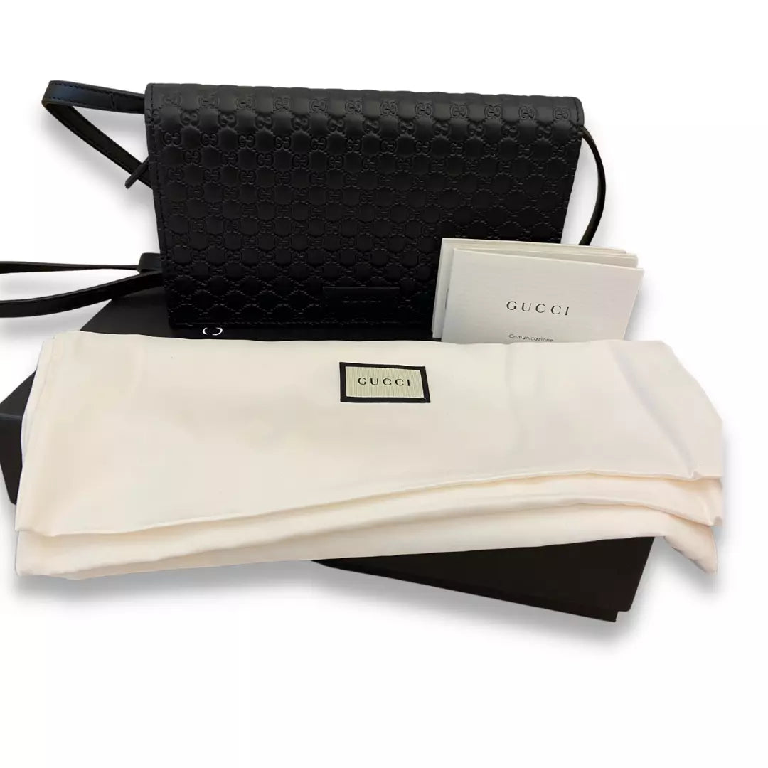 GUCCI BLACK LEATHER MICROGUCCISIMO BAG
