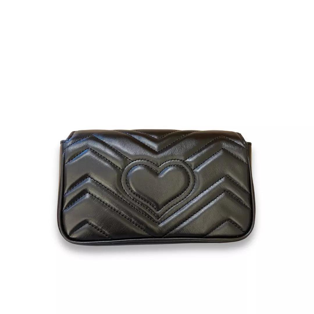MINI BOLSO GG MARMONT DE PIEL MATELASSÉ NEGRO GUCCI
