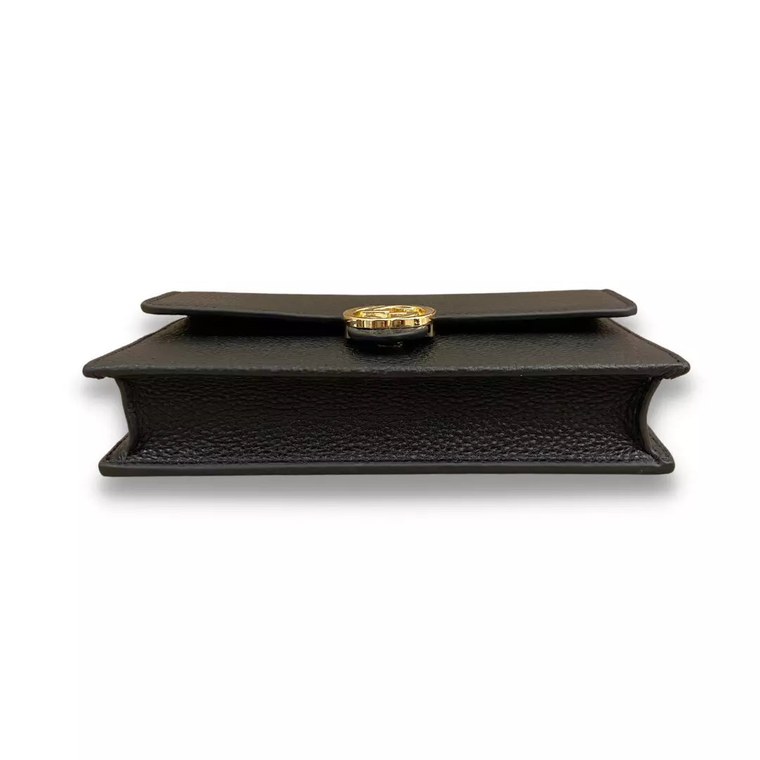 GUCCI BLACK LEATHER INTERLOCKING BAG