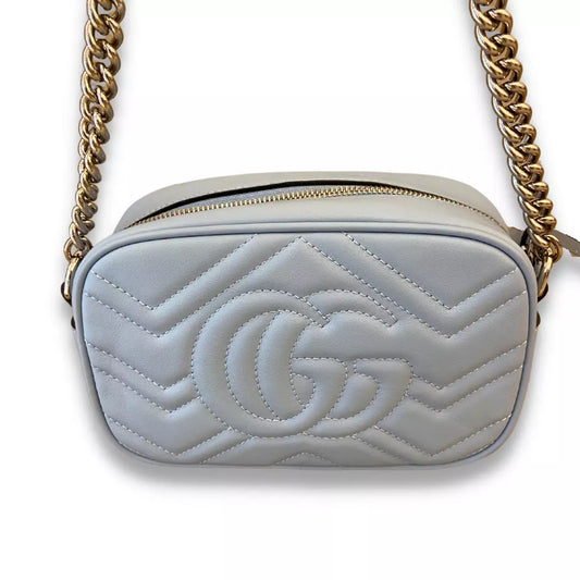 GUCCI BLUE LEATHER GG MARMONT MATELASSÉ BAG