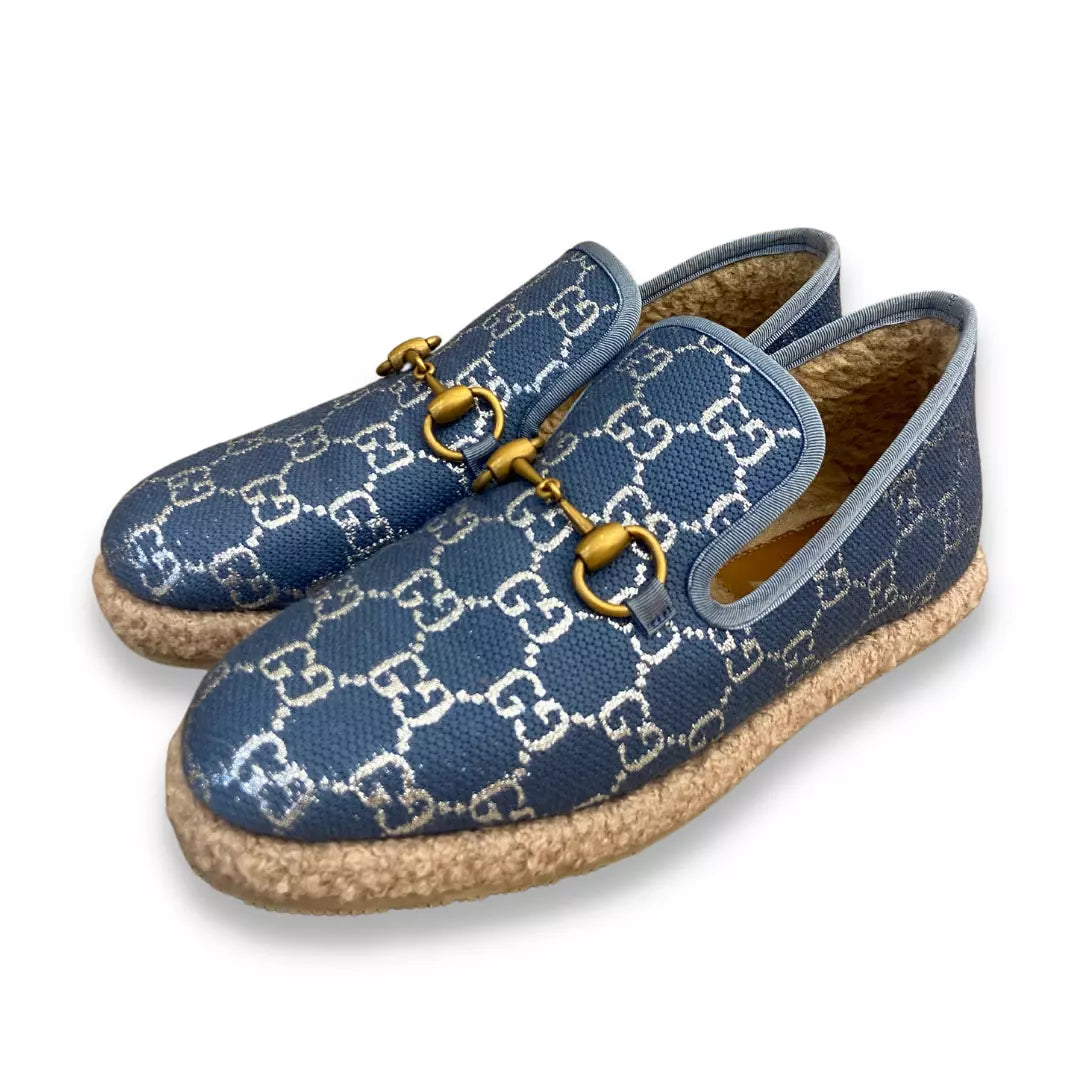 GUCCI BLUE/SILVER HORSEBIT LOAFERS