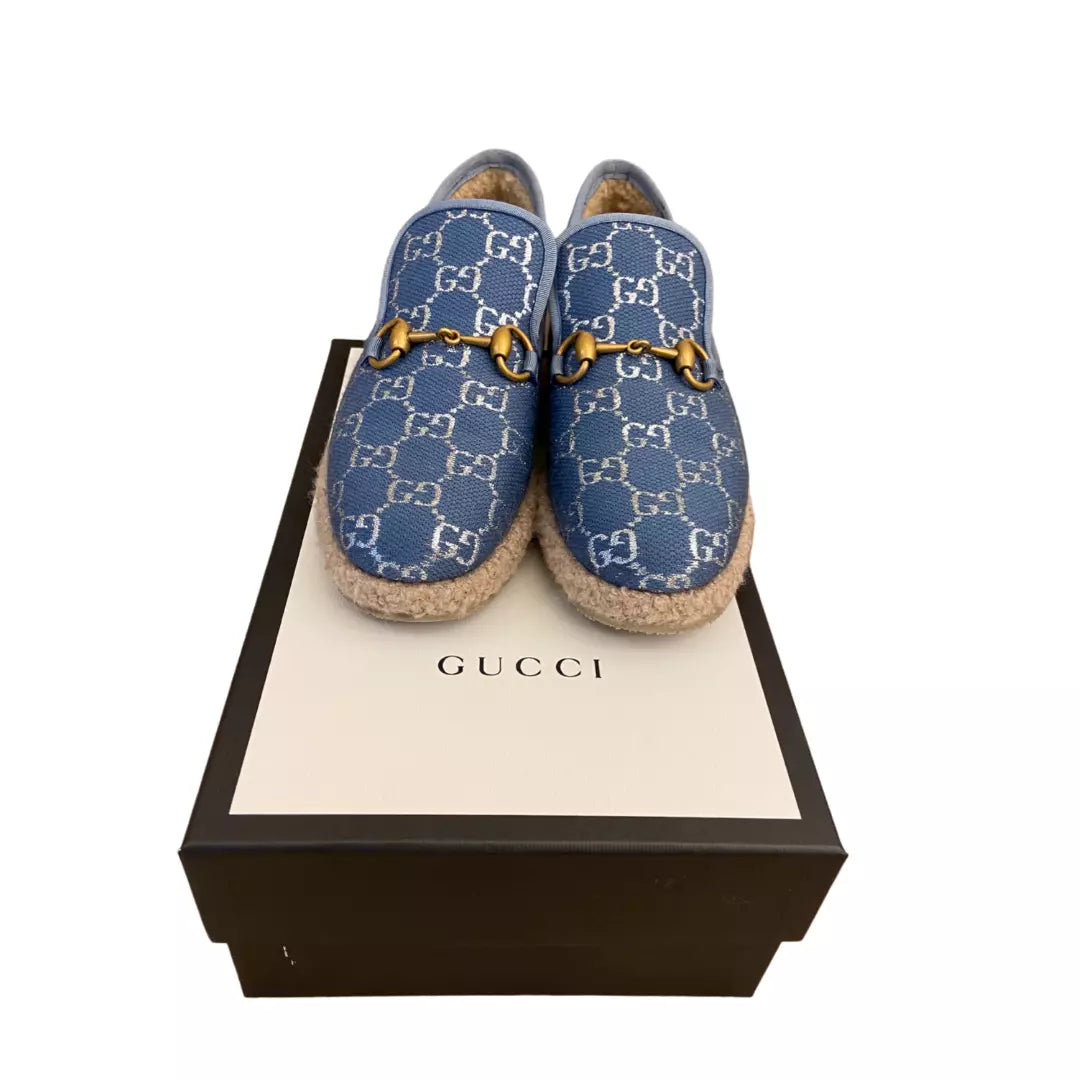 GUCCI BLUE/SILVER HORSEBIT LOAFERS