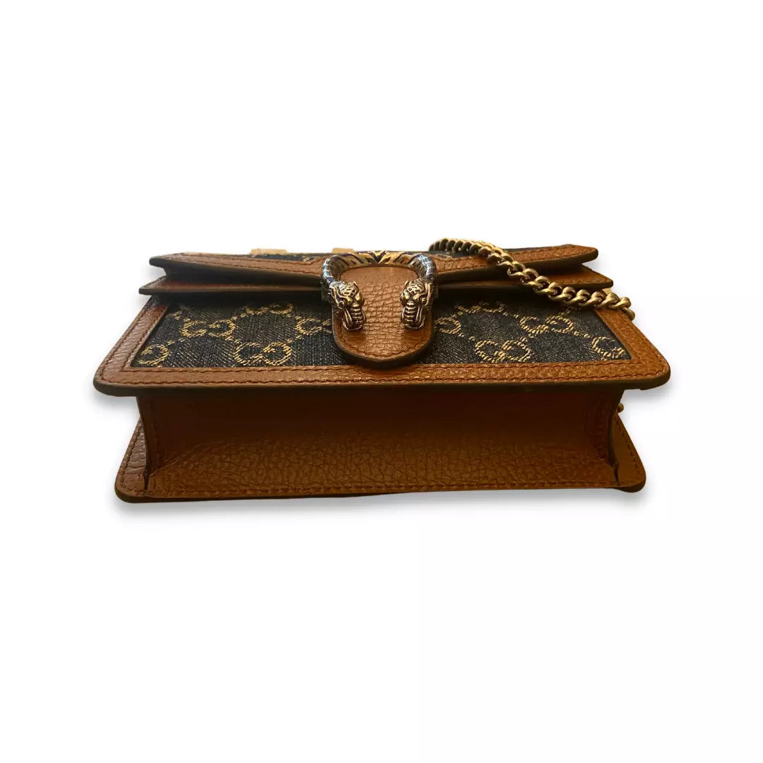 BOLSO MINI DIONYSUS GG SUPREME DE GUCCI EN VAQUERO Y CUERO