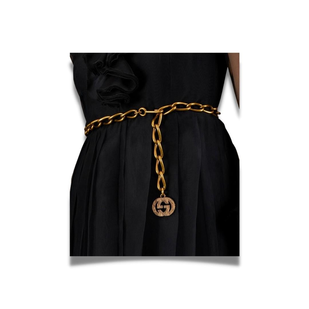 GUCCI GOLD METAL GG CHAIN BELT