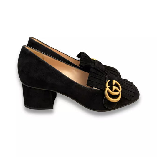 GUCCI MARMONT BLACK SUEDE MID-HEEL PUMP