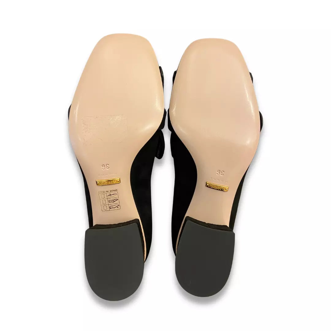 GUCCI MARMONT BLACK SUEDE MID-HEEL PUMP