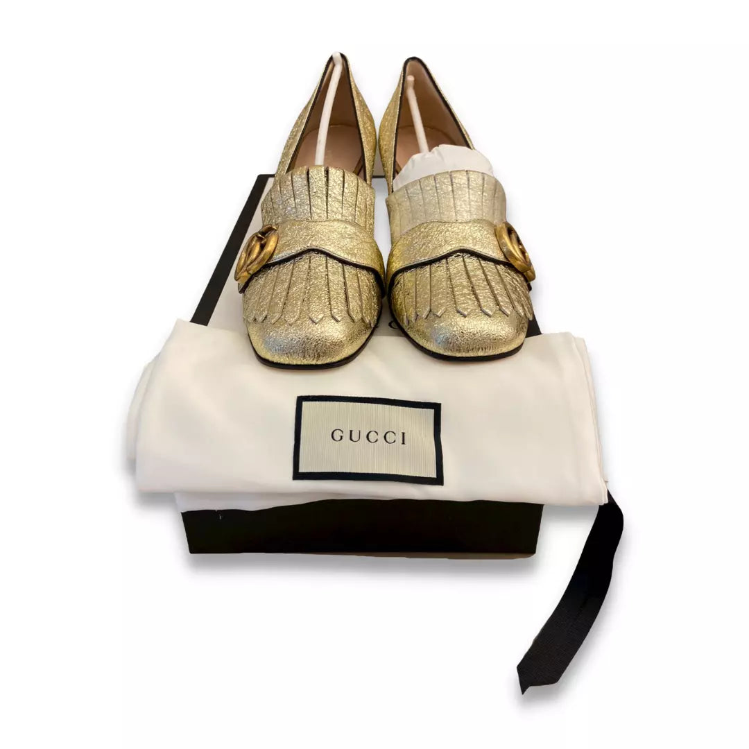 GUCCI MARMONT GOLD GG PUMPS