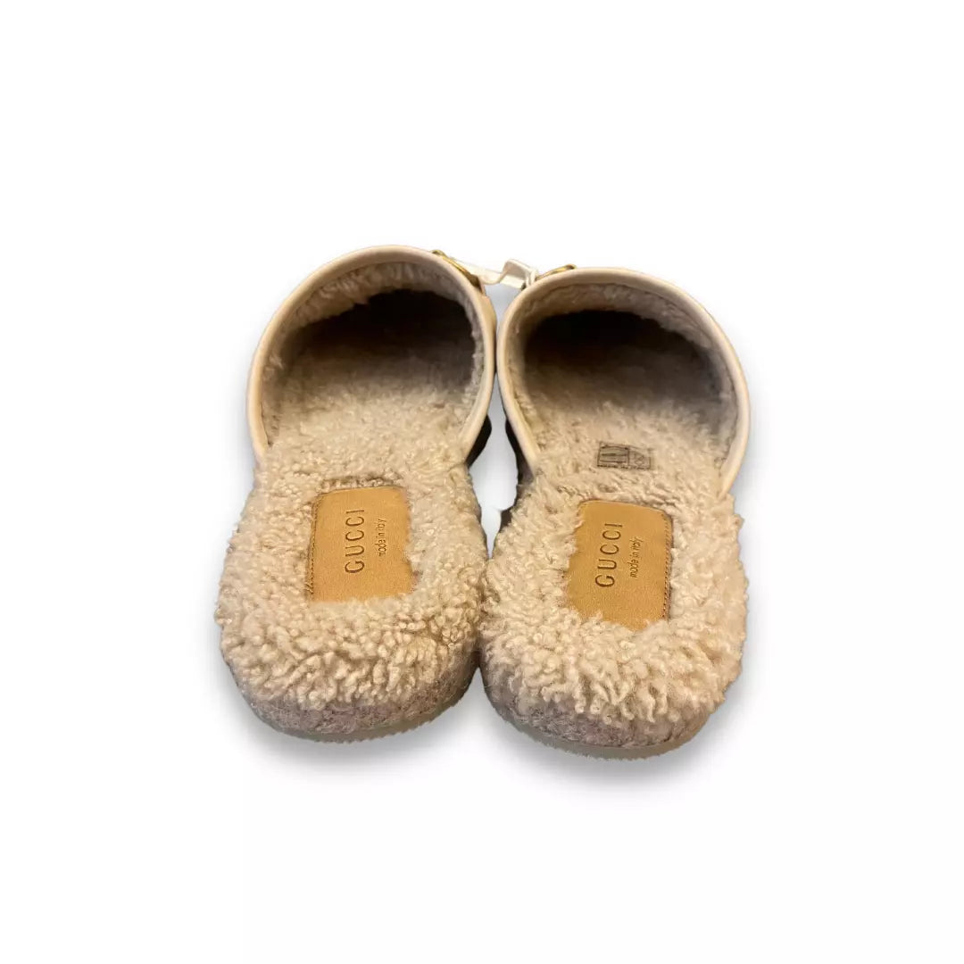 GUCCI NUDE LEATHER HORSEBIT LOAFERS