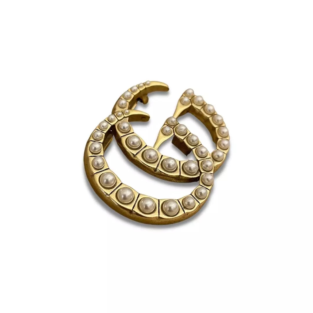 BROCHE DE DOBLE G CON PERLAS GUCCI