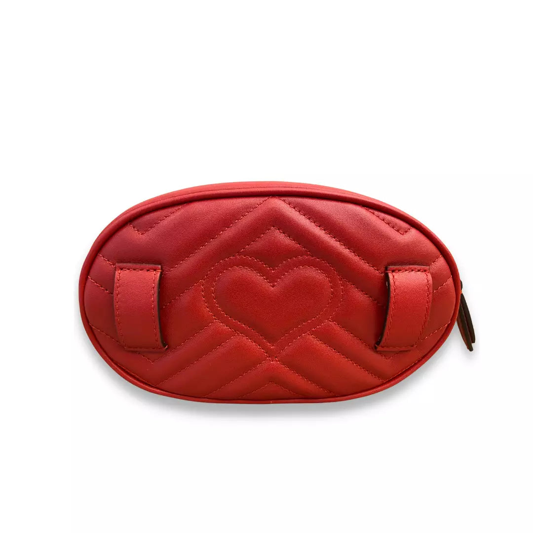 GUCCI RED METALASSÉ MARMONT BELT BAG