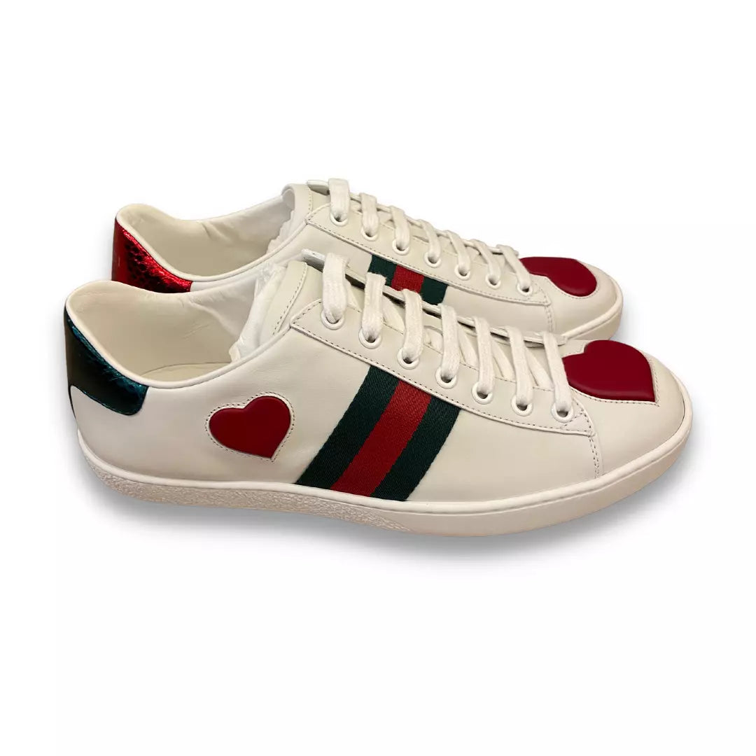 GUCCI WHITE / HEARTS  ACE SNEAKERS