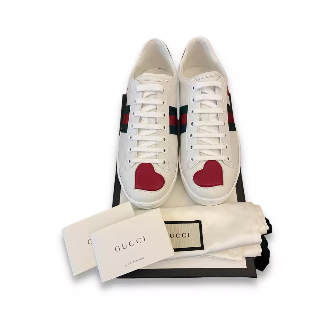 GUCCI WHITE / HEARTS  ACE SNEAKERS