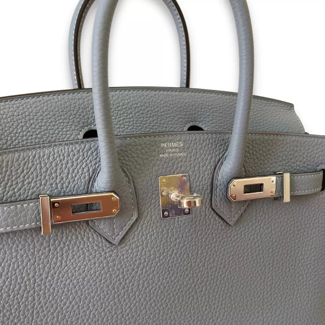 HERMÈS BIRKIN 25 BLEU LIN VERSO TOGO BAG