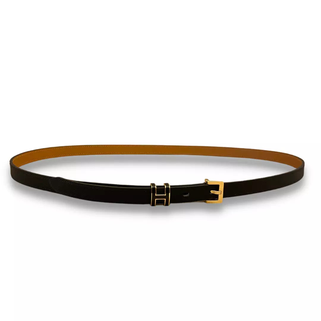HERMÈS BLACK LEATHER POP H 15 BELT