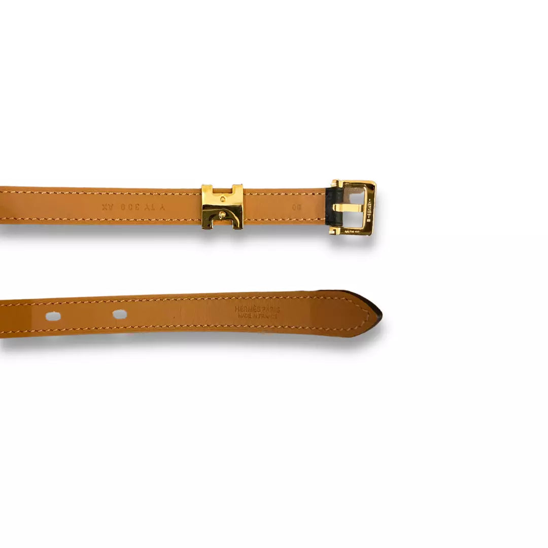 HERMÈS BLACK LEATHER POP H 15 BELT
