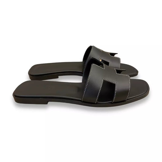 Hermès Black Oran Sandals