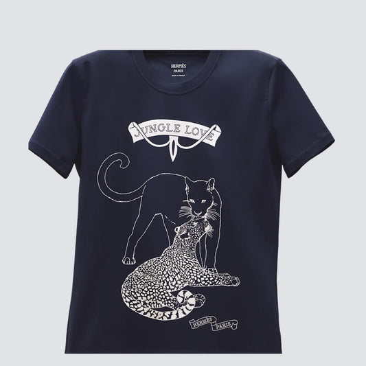 CAMISETA HERMÈS DE ALGODÓN AZUL CON MICROESTUCHE JUNGLE LOVE
